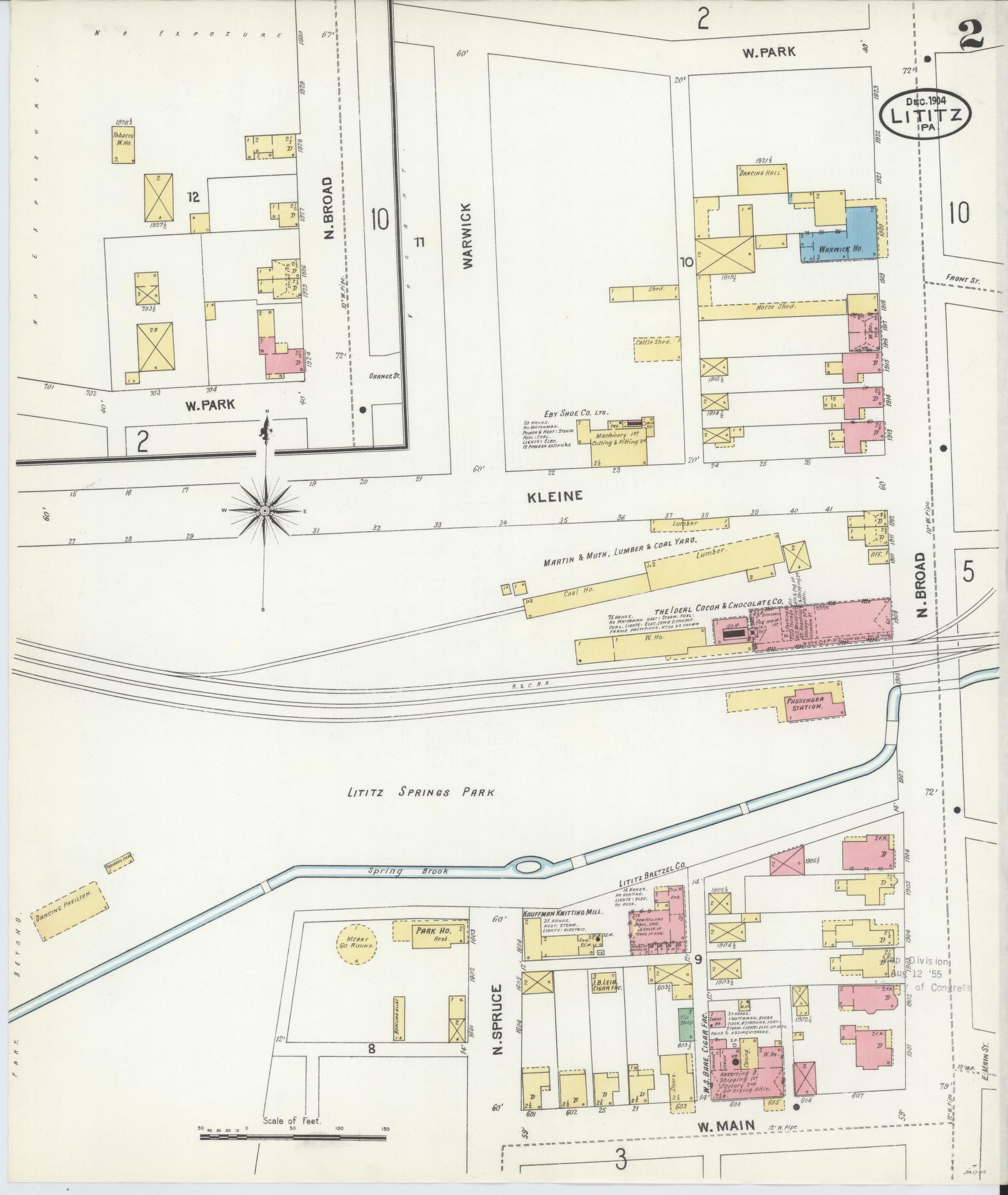 Sanborn Fire Insurance Map from Lititz, Lancaster County, Pennsylvania (1904), Sheet #0002 - Complete Map Set gallery image, historic Sanborn map, vintage wall art, Pennsylvania Pennsylvania
