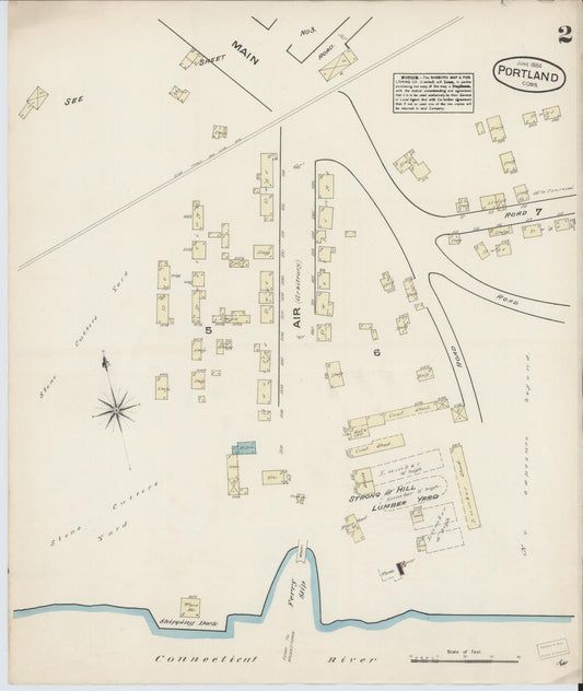 Sanborn Fire Insurance Map from Portland, Middlesex County, Connecticut (1884), Sheet #0002 - Historic Sanborn Fire Insurance Map Print, vintage old map wall art, antique decor, genealogy gift, Connecticut Connecticut map