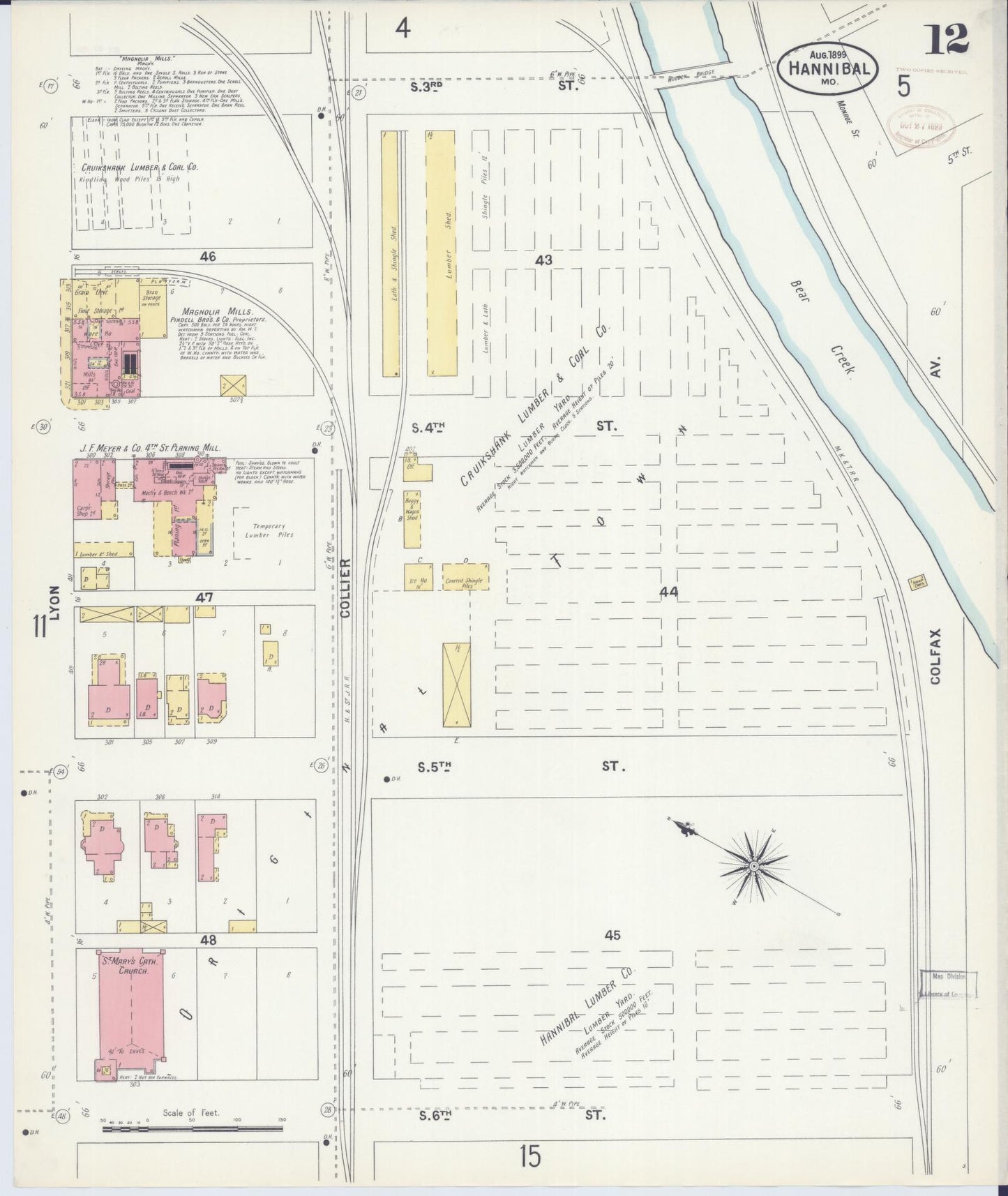 Sanborn Fire Insurance Map from Hannibal, Marion County, Missouri (1899), Sheet #0012 - Complete Map Set gallery image, historic Sanborn map, vintage wall art, Missouri Missouri