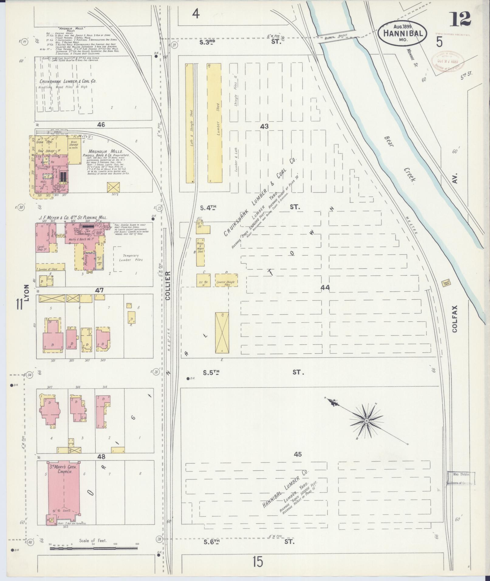 Sanborn Fire Insurance Map from Hannibal, Marion County, Missouri (1899), Sheet #0012 - Complete Map Set gallery image, historic Sanborn map, vintage wall art, Missouri Missouri