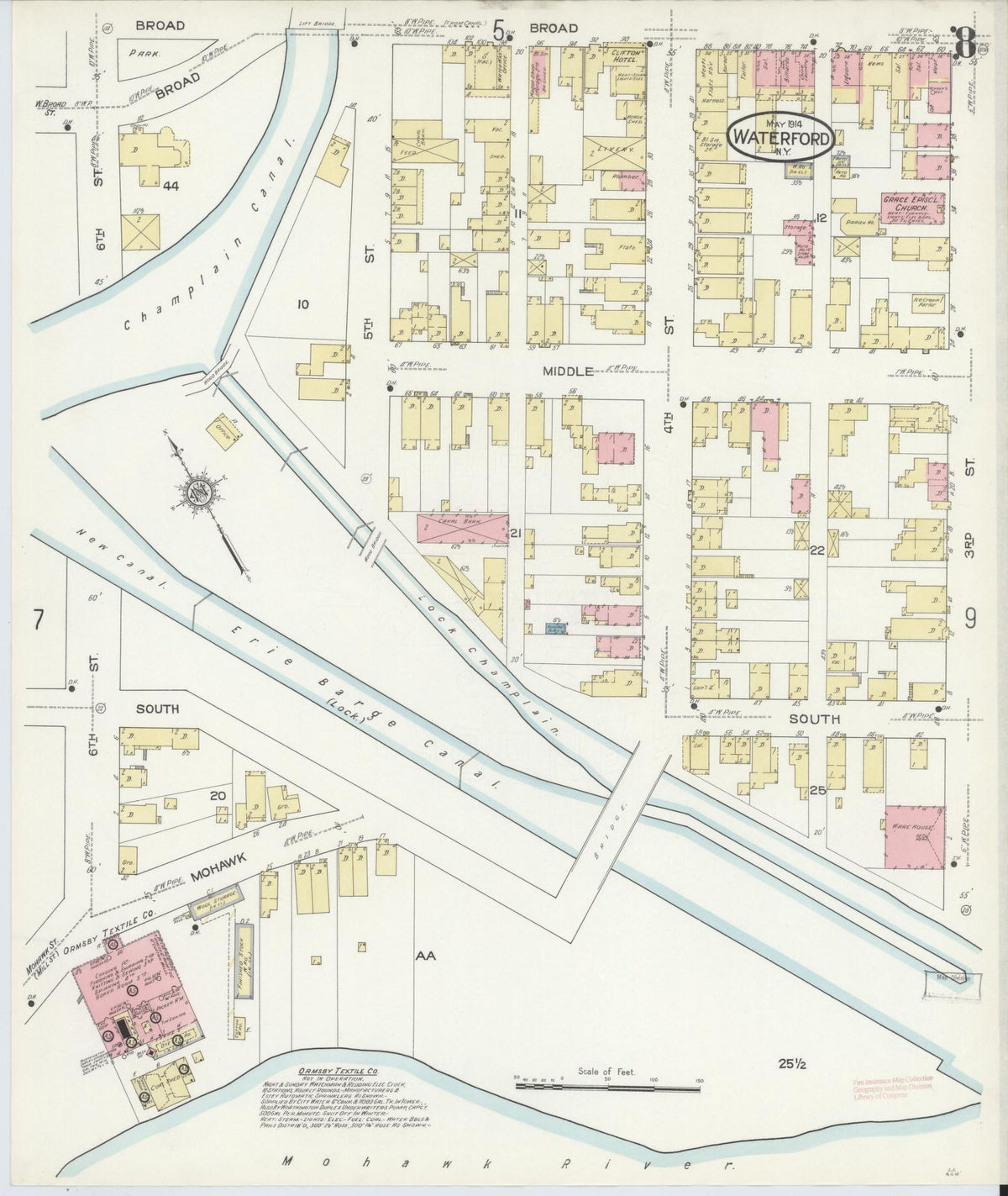 Sanborn Fire Insurance Map from Waterford, Saratoga County, New York (1914), Sheet #0008 - Complete Map Set gallery image, historic Sanborn map, vintage wall art, New York New York