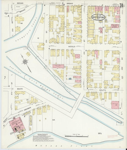 Sanborn Fire Insurance Map from Waterford, Saratoga County, New York (1914), Sheet #0008 - Complete Map Set gallery image, historic Sanborn map, vintage wall art, New York New York