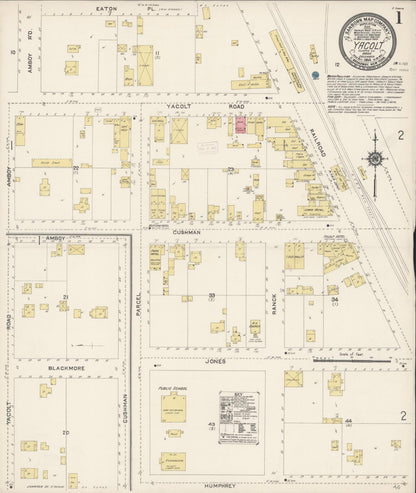 Sanborn Fire Insurance Map from Yacolt, Clark County, Washington (1914), Sheet #0001 - Complete Map Set gallery image, historic Sanborn map, vintage wall art, Washington Washington