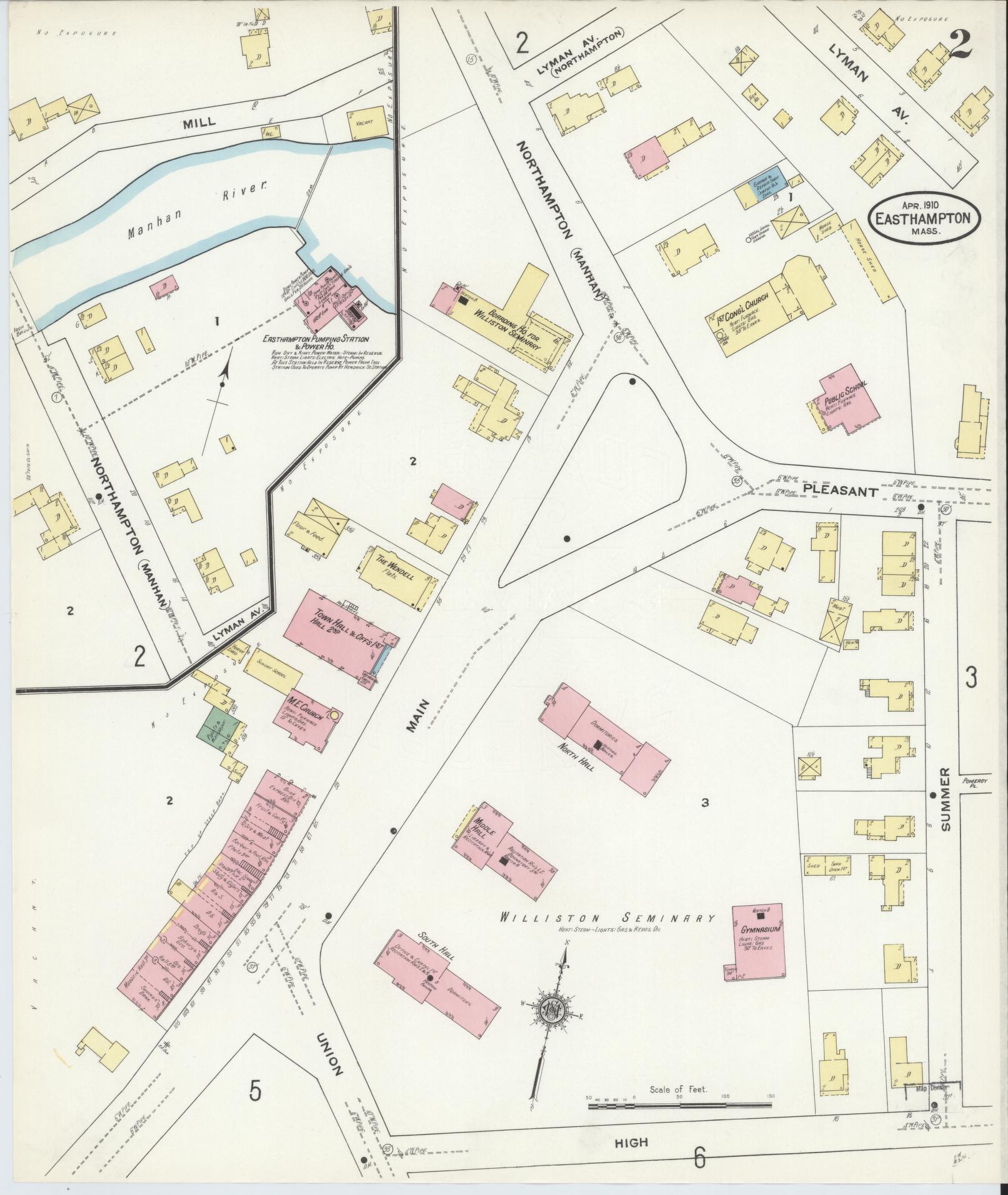 Sanborn Fire Insurance Map from East Hampton, Hampshire County, Massachusetts (1910), Sheet #0002 - Complete Map Set gallery image, historic Sanborn map, vintage wall art, Massachusetts Massachusetts