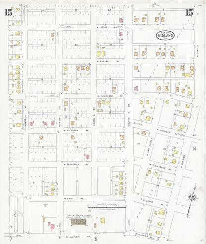 Sanborn Fire Insurance Map from Midland, Midland County, Texas (1929), Sheet #0015 - Complete Map Set gallery image, historic Sanborn map, vintage wall art, Texas Texas