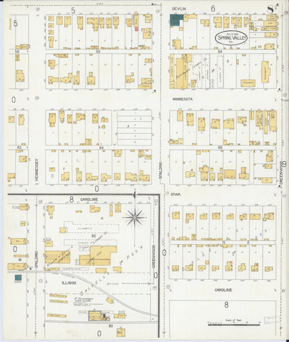 Sanborn Fire Insurance Map from Spring Valley, Bureau County, Illinois (1906), Sheet #0008 - Complete Map Set gallery image, historic Sanborn map, vintage wall art, Illinois Illinois