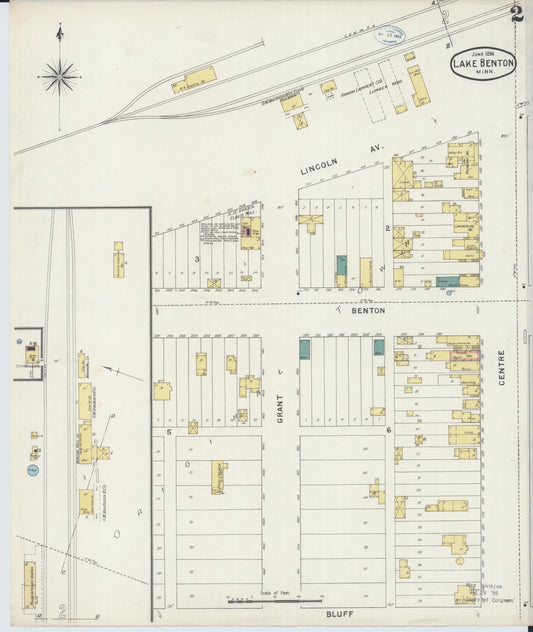 Sanborn Fire Insurance Map from Lake Benton, Lincoln County, Minnesota (1894), Sheet #0002 - Historic Sanborn Fire Insurance Map Print, vintage old map wall art, antique decor, genealogy gift, Minnesota Minnesota map