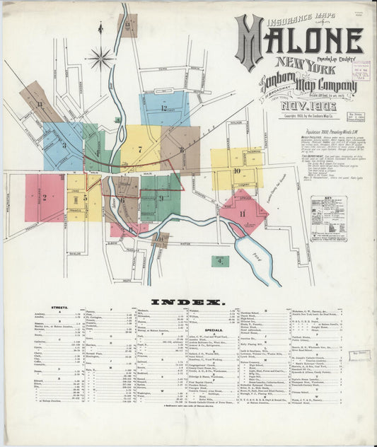 Sanborn Fire Insurance Map from Malone, Franklin County, New York. (1903) – Historic Sanborn Fire Insurance Map Print