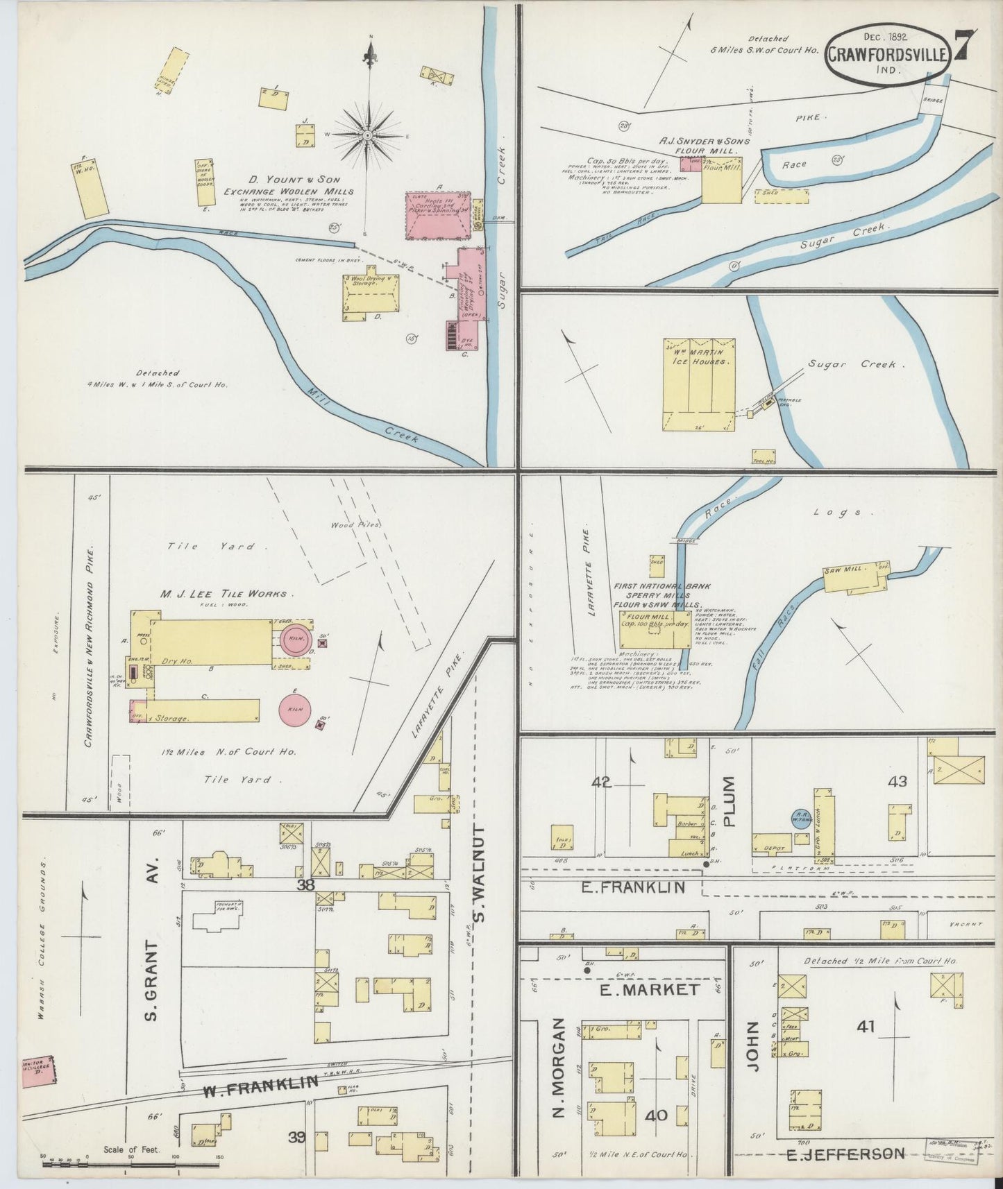 Sanborn Fire Insurance Map from Crawfordsville, Montgomery County, Indiana (1892), Sheet #0007 - Complete Map Set gallery image, historic Sanborn map, vintage wall art, Indiana Indiana
