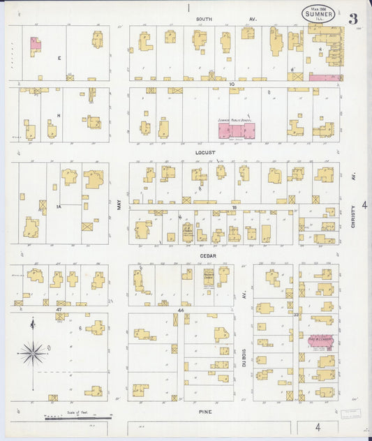 Sanborn Fire Insurance Map from Sumner, Lawrence County, Illinois (1906), Sheet #0003 - Historic Sanborn Fire Insurance Map Print, vintage old map wall art, antique decor, genealogy gift, Illinois Illinois map