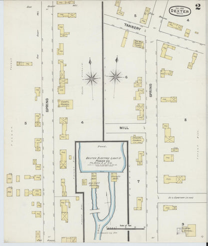 Sanborn Fire Insurance Map from Dexter, Penobscot County, Maine (1889), Sheet #0002 - Complete Map Set gallery image, historic Sanborn map, vintage wall art, Maine Maine