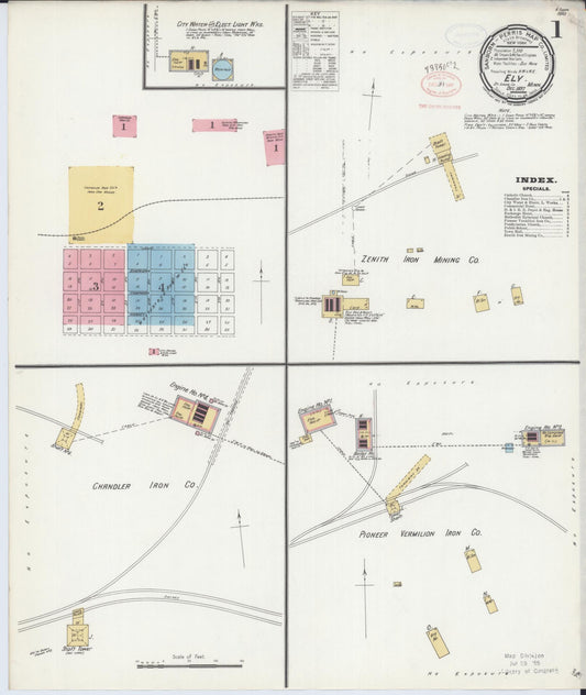 Sanborn Fire Insurance Map from Ely, Saint Louis County, Minnesota (1897), Sheet #0001 - Complete Map Set gallery image, historic Sanborn map, vintage wall art, Minnesota Minnesota