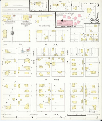 Sanborn Fire Insurance Map from Nevada, Story County, Iowa (1910), Sheet #0003 - Complete Map Set gallery image, historic Sanborn map, vintage wall art, Nevada Nevada