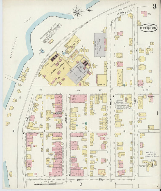 Sanborn Fire Insurance Map from Leechburg, Armstrong County, Pennsylvania (1897), Sheet #0003 - Historic Sanborn Fire Insurance Map Print, vintage old map wall art, antique decor, genealogy gift, Pennsylvania Pennsylvania map