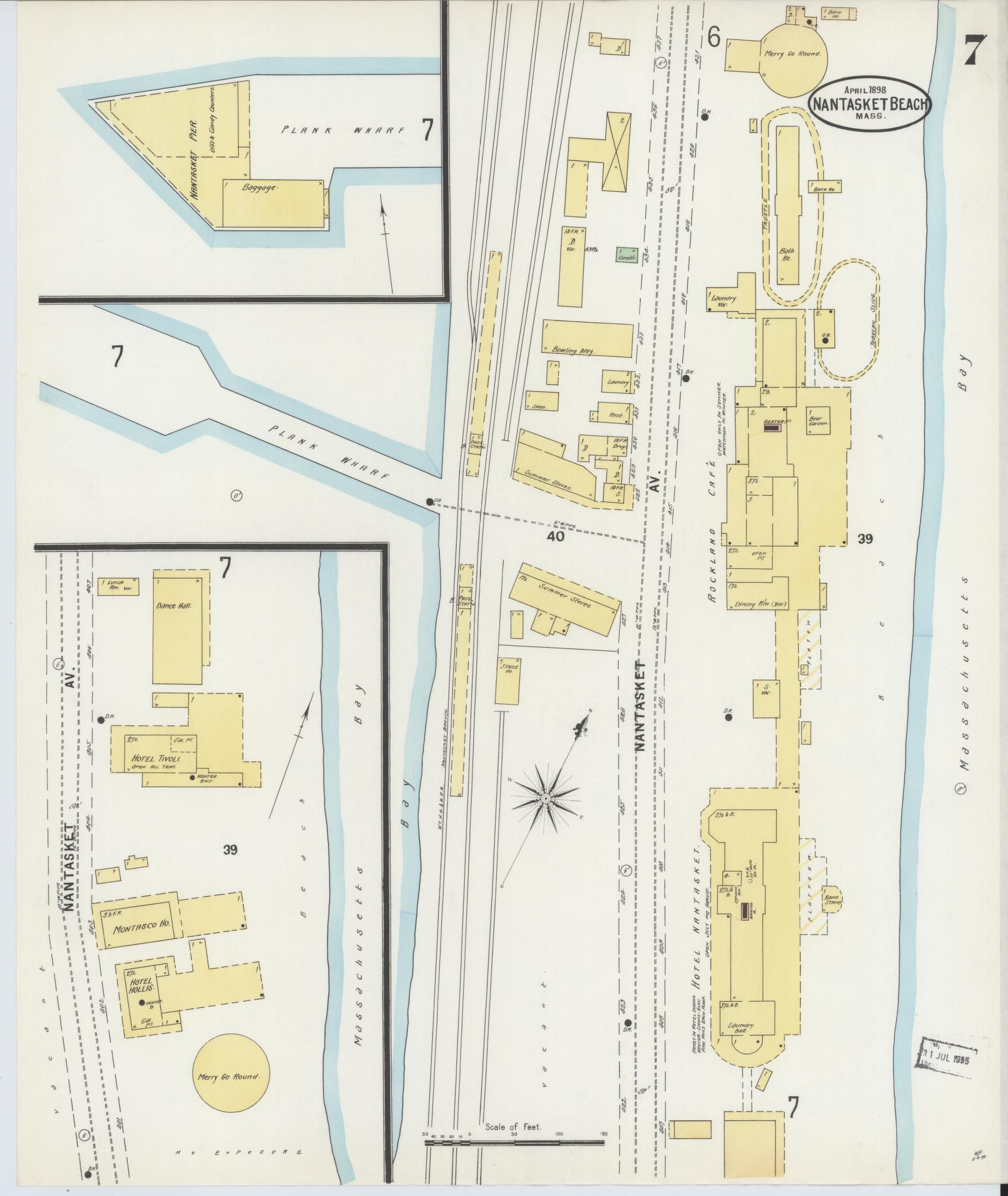 Sanborn Fire Insurance Map from Nantasket Beach, Plymouth County, Massachusetts (1898), Sheet #0007 - Complete Map Set gallery image, historic Sanborn map, vintage wall art, Massachusetts Massachusetts