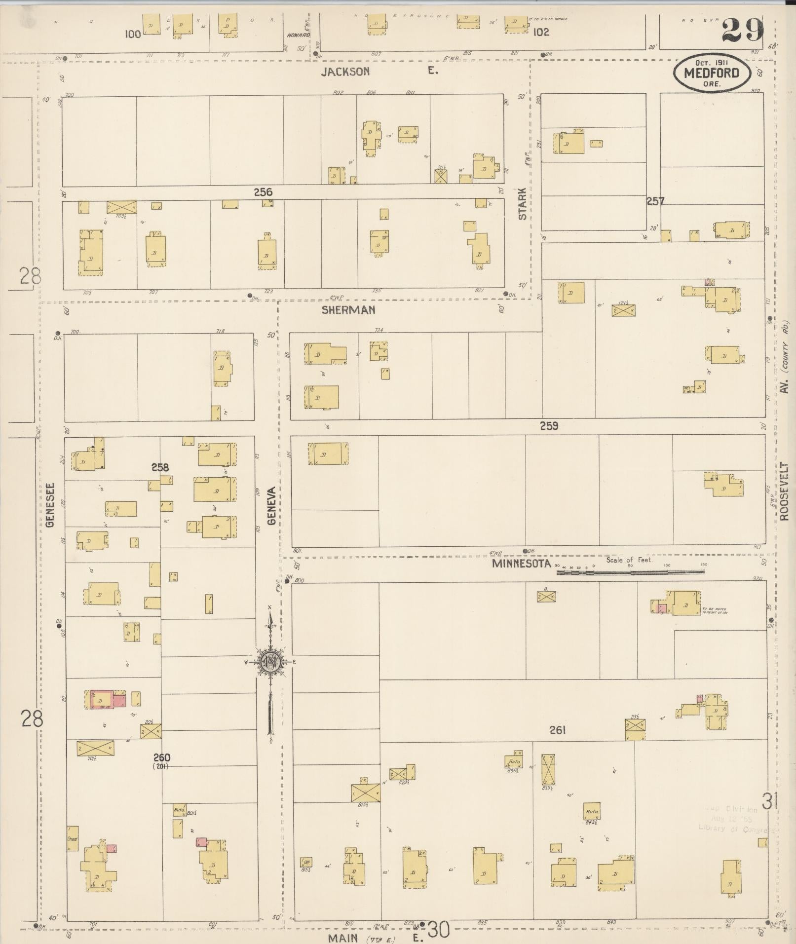Sanborn Fire Insurance Map from Medford, Jackson County, Oregon (1911), Sheet #0029 - Complete Map Set gallery image, historic Sanborn map, vintage wall art, Oregon Oregon
