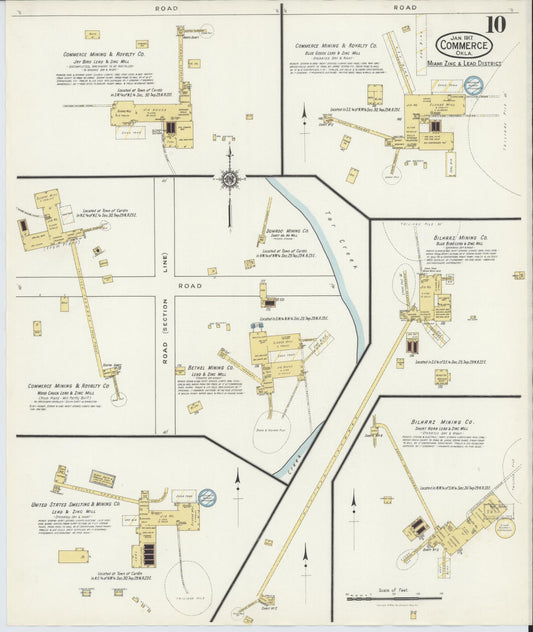 Sanborn Fire Insurance Map from Commerce, Ottawa County, Oklahoma (1917), Sheet #0010 - Historic Sanborn Fire Insurance Map Print, vintage old map wall art, antique decor, genealogy gift, Oklahoma Oklahoma map