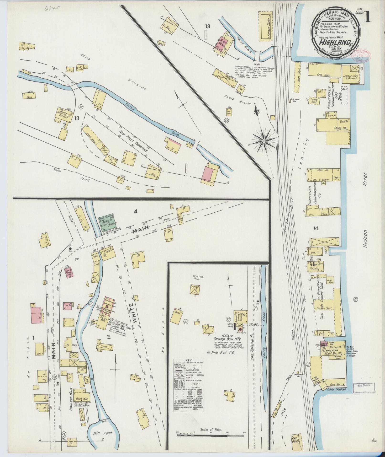 Sanborn Fire Insurance Map from Highland, Ulster County, New York. (1895) – Historic Sanborn Fire Insurance Map Print