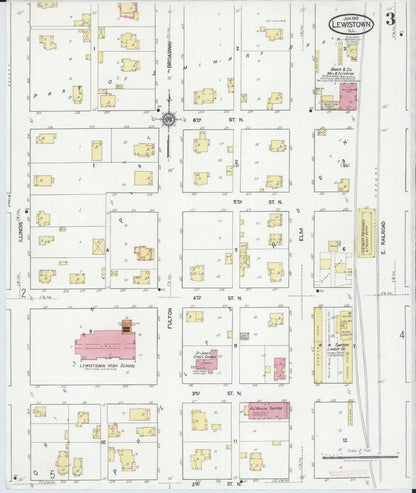 Sanborn Fire Insurance Map from Lewistown, Fulton County, Illinois (1919), Sheet #0003 - Complete Map Set gallery image, historic Sanborn map, vintage wall art, Illinois Illinois