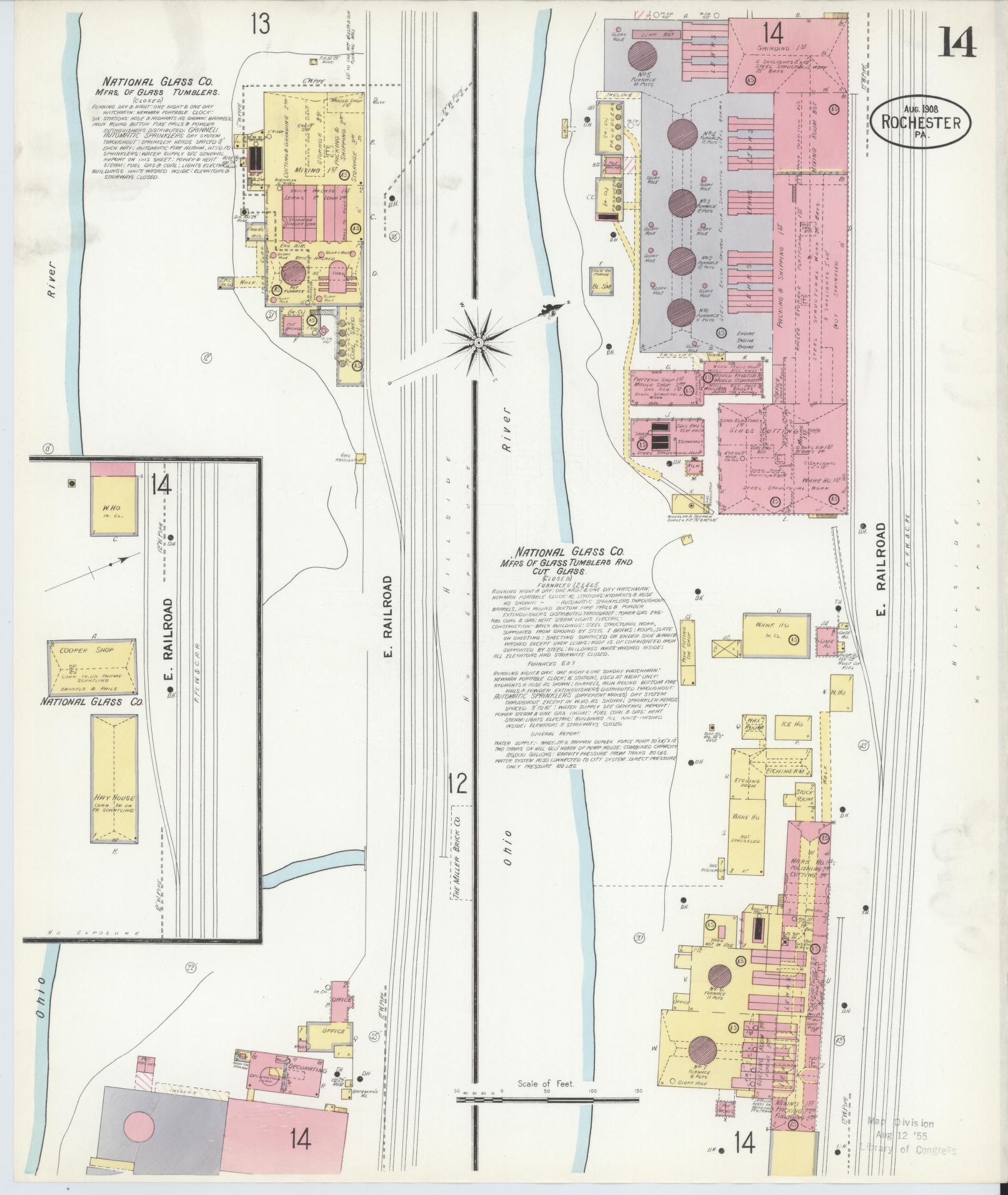Sanborn Fire Insurance Map from Rochester, Beaver County, Pennsylvania (1908), Sheet #0014 - Complete Map Set gallery image, historic Sanborn map, vintage wall art, Pennsylvania Pennsylvania