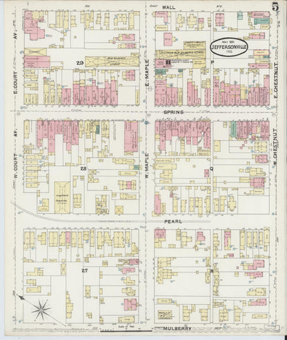 Sanborn Fire Insurance Map from Jeffersonville, Clark County, Indiana (1891), Sheet #0005 - Complete Map Set gallery image, historic Sanborn map, vintage wall art, Indiana Indiana