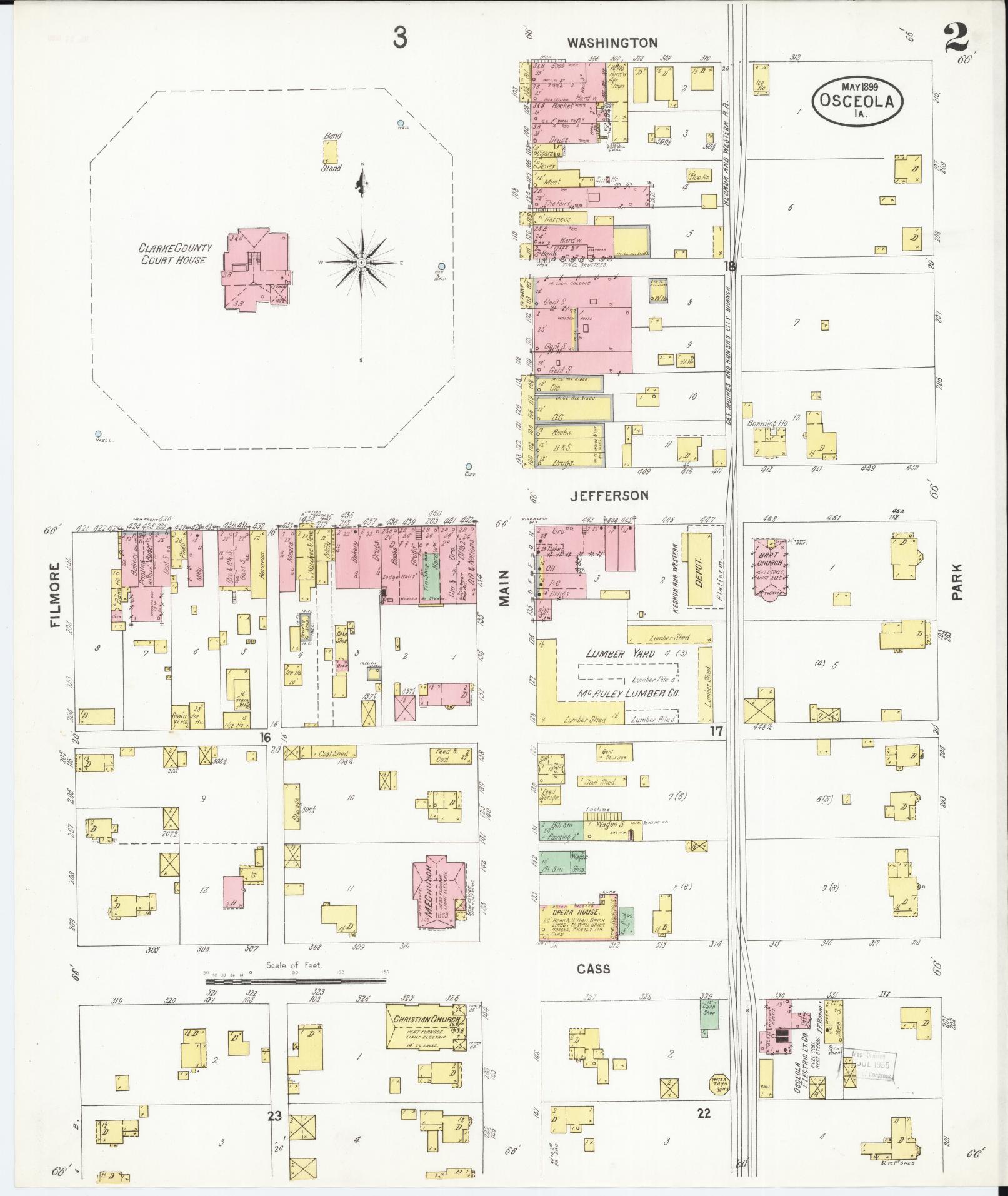 Sanborn Fire Insurance Map from Osceola, Clarke County, Iowa (1899), Sheet #0002 - Historic Sanborn Fire Insurance Map Print