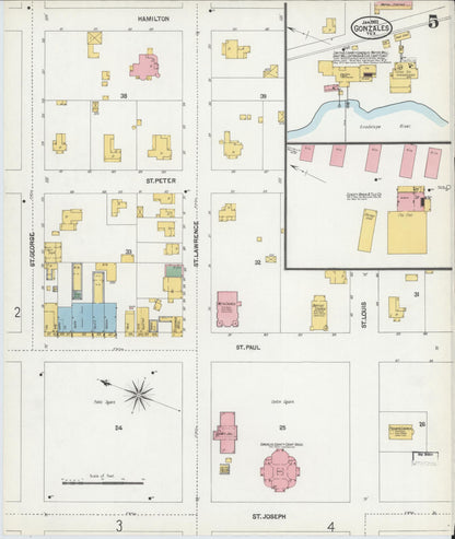 Sanborn Fire Insurance Map from Gonzales, Gonzales County, Texas (1902), Sheet #0005 - Complete Map Set gallery image, historic Sanborn map, vintage wall art, Texas Texas