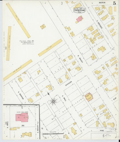 Sanborn Fire Insurance Map from Cheboygan, Cheboygan County, Michigan (1900), Sheet #0005 - Complete Map Set gallery image, historic Sanborn map, vintage wall art, Michigan Michigan