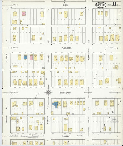 Sanborn Fire Insurance Map from Cushing, Payne County, Oklahoma (1917), Sheet #0011 - Complete Map Set gallery image, historic Sanborn map, vintage wall art, Oklahoma Oklahoma