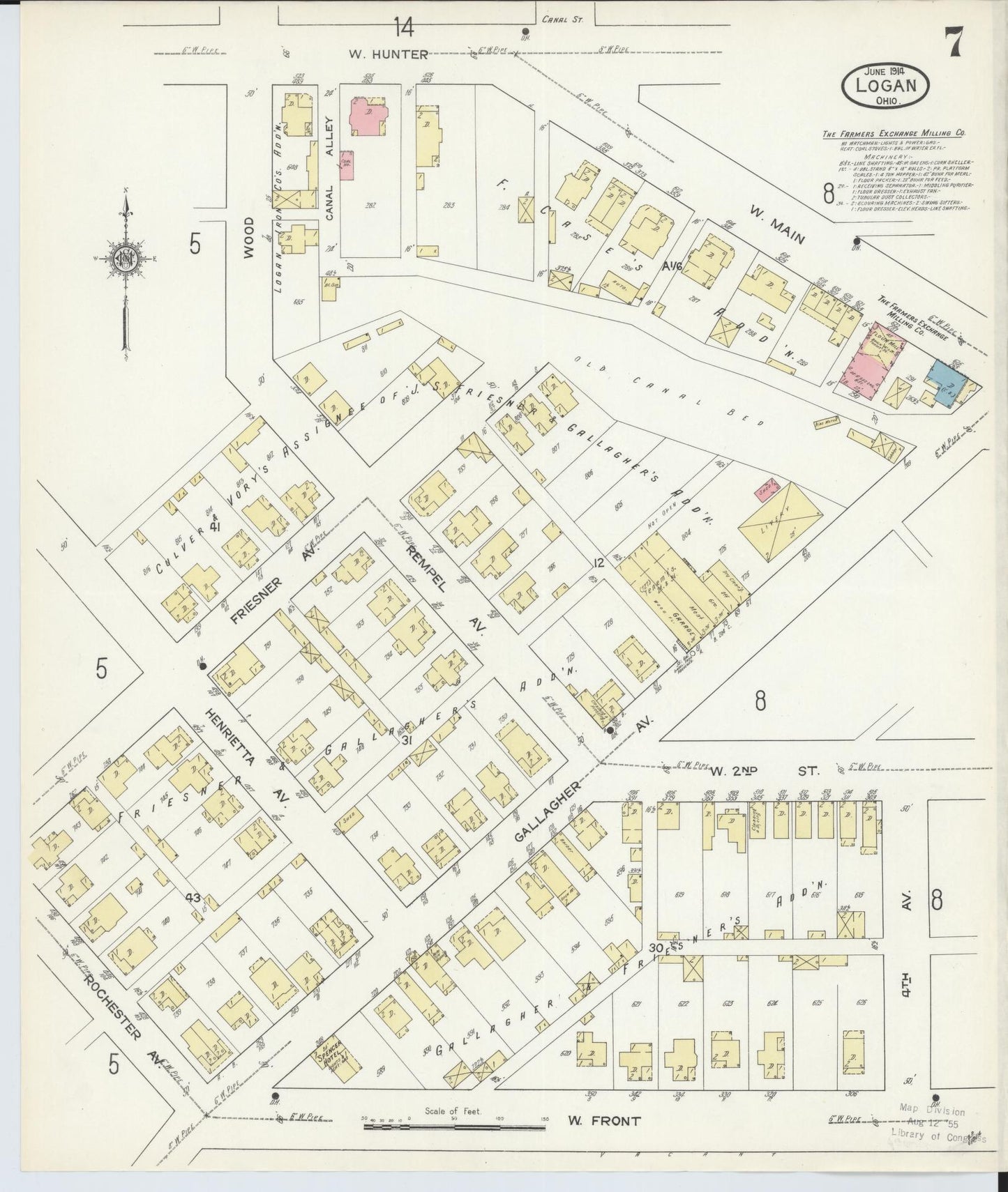Sanborn Fire Insurance Map from Logan, Hocking County, Ohio (1914), Sheet #0007 - Historic Sanborn Fire Insurance Map Print, vintage old map wall art, antique decor, genealogy gift, Ohio Ohio map
