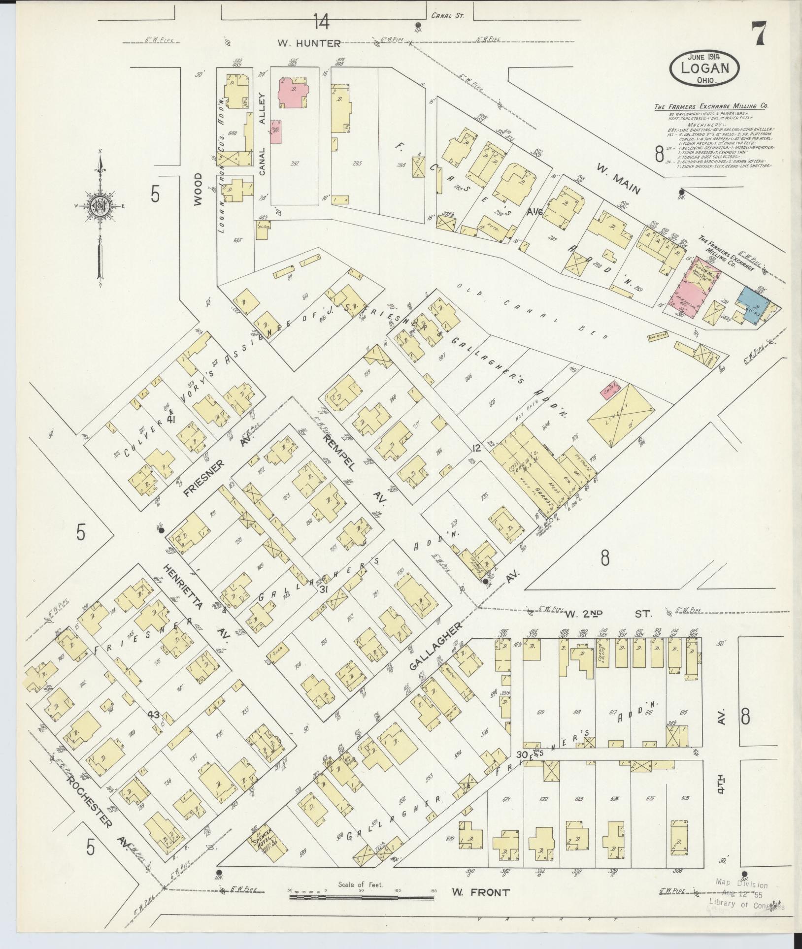 Sanborn Fire Insurance Map from Logan, Hocking County, Ohio (1914), Sheet #0007 - Historic Sanborn Fire Insurance Map Print, vintage old map wall art, antique decor, genealogy gift, Ohio Ohio map