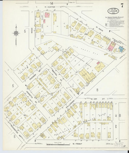 Sanborn Fire Insurance Map from Logan, Hocking County, Ohio (1914), Sheet #0007 - Historic Sanborn Fire Insurance Map Print, vintage old map wall art, antique decor, genealogy gift, Ohio Ohio map