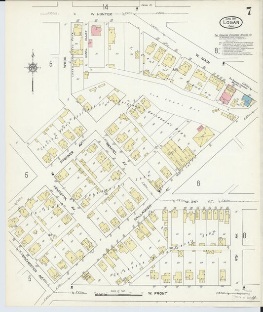 Sanborn Fire Insurance Map from Logan, Hocking County, Ohio (1914), Sheet #0007 - Historic Sanborn Fire Insurance Map Print, vintage old map wall art, antique decor, genealogy gift, Ohio Ohio map