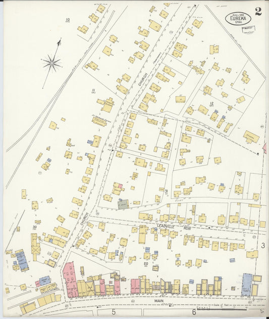 Sanborn Fire Insurance Map from Eureka, Juab County, Utah (1908), Sheet #0002 - Historic Sanborn Fire Insurance Map Print, vintage old map wall art, antique decor, genealogy gift, Utah Utah map