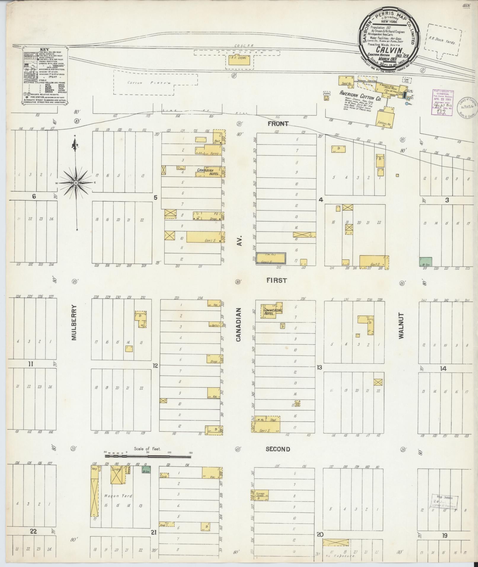 Sanborn Fire Insurance Map from Calvin, Hughes County, Oklahoma (1901), Sheet #0001 - Historic Sanborn Fire Insurance Map Print, vintage old map wall art, antique decor, genealogy gift, Oklahoma Oklahoma map