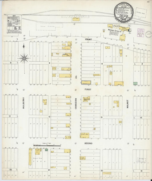 Sanborn Fire Insurance Map from Calvin, Hughes County, Oklahoma (1901), Sheet #0001 - Historic Sanborn Fire Insurance Map Print, vintage old map wall art, antique decor, genealogy gift, Oklahoma Oklahoma map