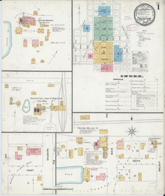 Sanborn Fire Insurance Map from Trenton, Clinton County, Illinois (1899), Sheet #0001 - Complete Map Set gallery image, historic Sanborn map, vintage wall art, Illinois Illinois