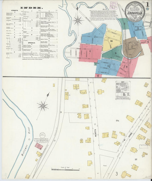 Sanborn Fire Insurance Map from Granville, Washington County, New York (1904), Sheet #0001 - Historic Sanborn Fire Insurance Map Print, vintage old map wall art, antique decor, genealogy gift, New York New York map