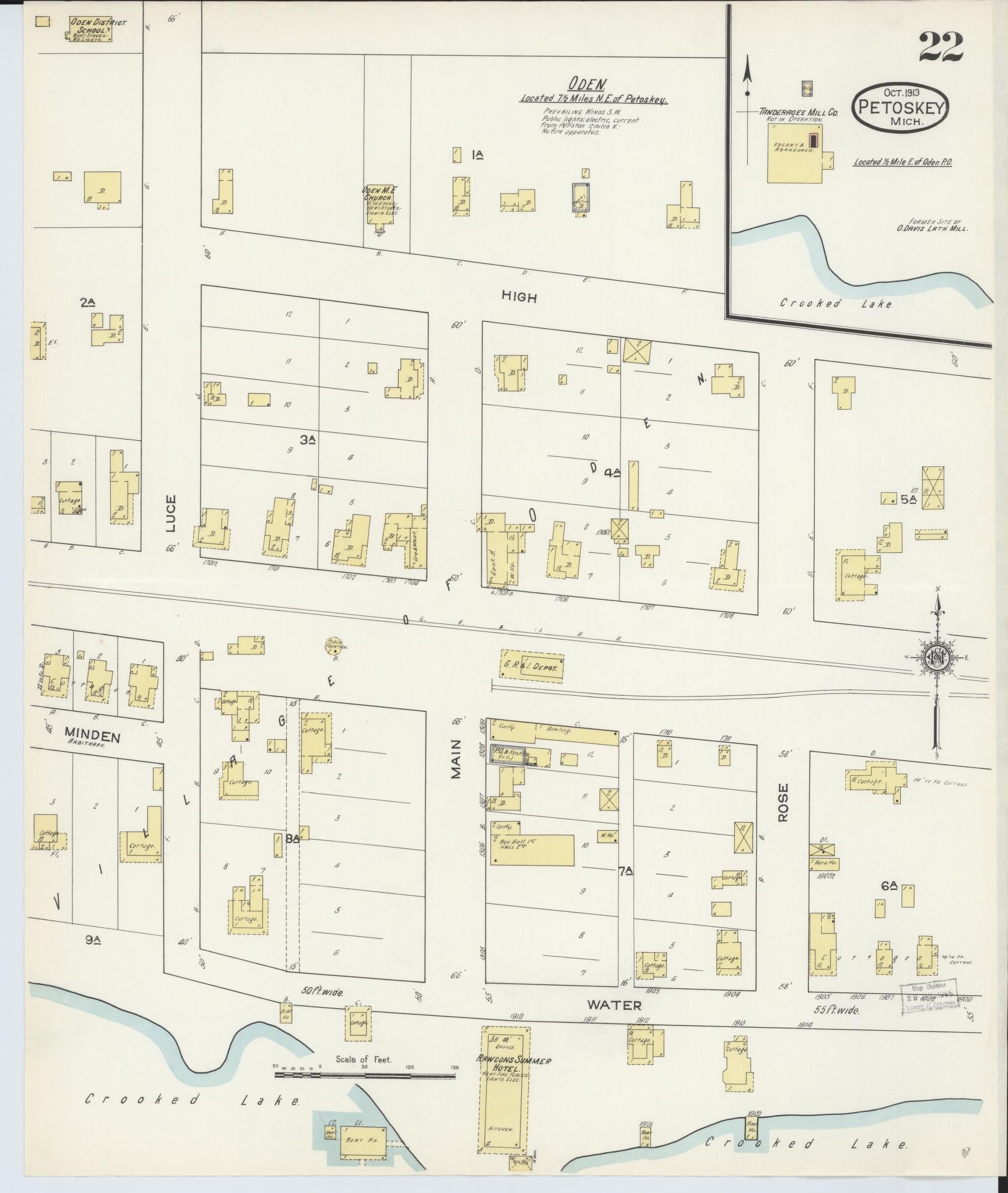Sanborn Fire Insurance Map from Petoskey, Emmet County, Michigan (1913), Sheet #0022 - Complete Map Set gallery image, historic Sanborn map, vintage wall art, Michigan Michigan