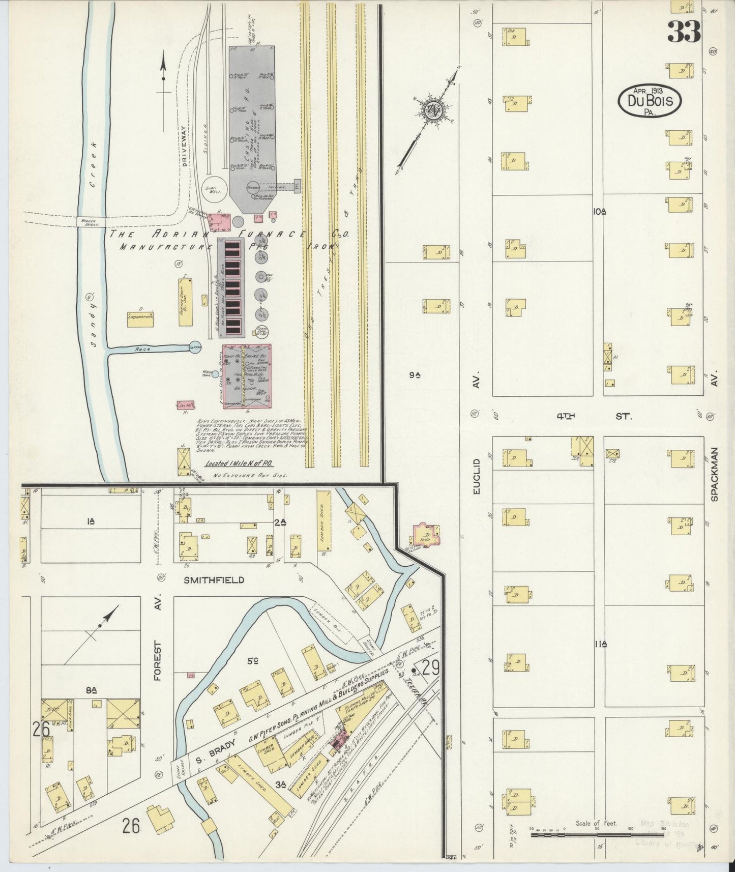 Sanborn Fire Insurance Map from Du Bois, Clearfield County, Pennsylvania (1913), Sheet #0033 - Historic Sanborn Fire Insurance Map Print, vintage old map wall art, antique decor, genealogy gift, Pennsylvania Pennsylvania map