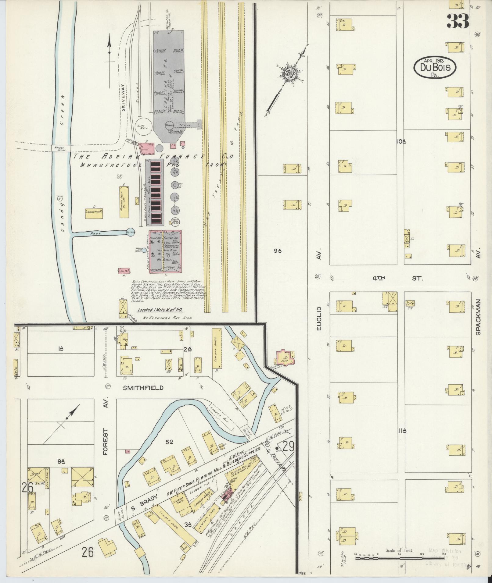 Sanborn Fire Insurance Map from Du Bois, Clearfield County, Pennsylvania (1913), Sheet #0033 - Historic Sanborn Fire Insurance Map Print, vintage old map wall art, antique decor, genealogy gift, Pennsylvania Pennsylvania map