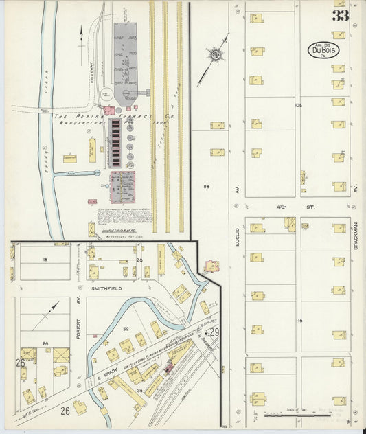 Sanborn Fire Insurance Map from Du Bois, Clearfield County, Pennsylvania (1913), Sheet #0033 - Historic Sanborn Fire Insurance Map Print, vintage old map wall art, antique decor, genealogy gift, Pennsylvania Pennsylvania map