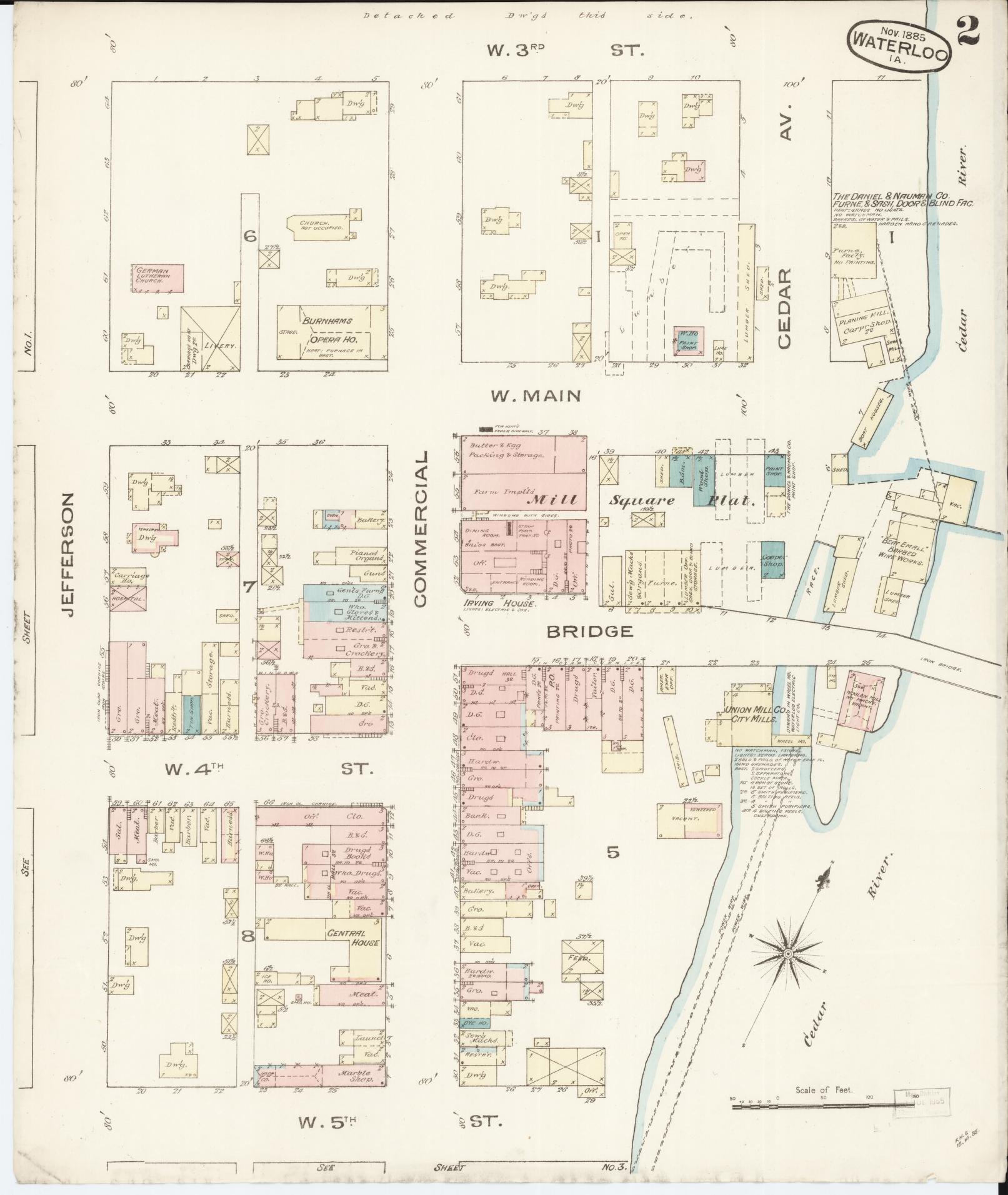 Sanborn Fire Insurance Map from Waterloo, Black Hawk County, Iowa (1885), Sheet #0002 - Historic Sanborn Fire Insurance Map Print