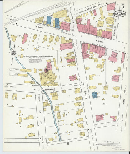 Sanborn Fire Insurance Map from New London, Huron County, Ohio (1921), Sheet #0005 - Complete Map Set gallery image, historic Sanborn map, vintage wall art, Ohio Ohio