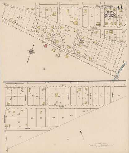 Sanborn Fire Insurance Map from Kenedy, Karnes County, Texas (1922), Sheet #0011 - Historic Sanborn Fire Insurance Map Print, vintage old map wall art, antique decor, genealogy gift, Texas Texas map