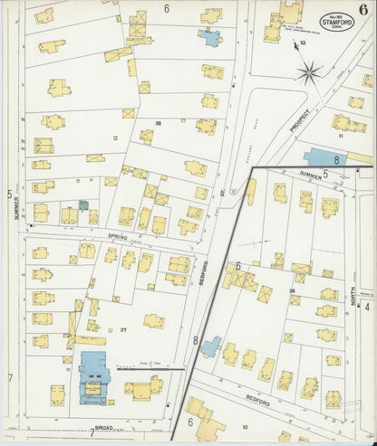Sanborn Fire Insurance Map from Stamford, Fairfield County, Connecticut (1901), Sheet #0006 - Complete Map Set gallery image, historic Sanborn map, vintage wall art, Connecticut Connecticut