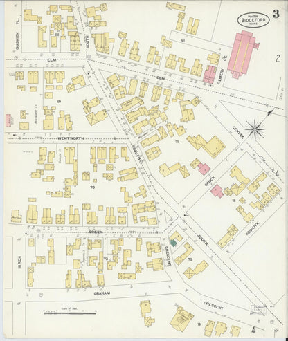 Sanborn Fire Insurance Map from Biddeford, York County, Maine (1906), Sheet #0003 - Complete Map Set gallery image, historic Sanborn map, vintage wall art, Maine Maine