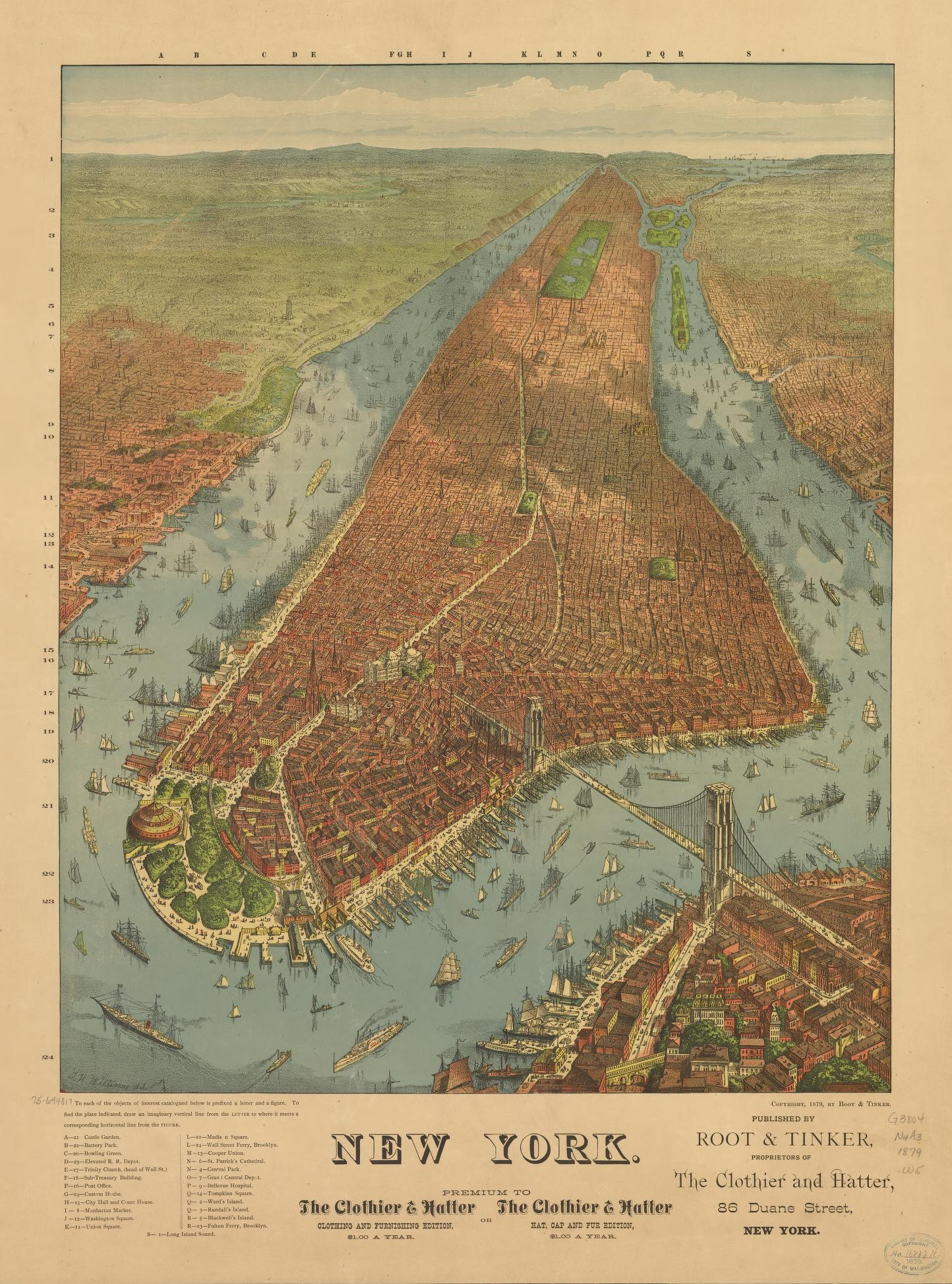 New York. (1879) – Historic Bird’s-Eye View Panorama Print