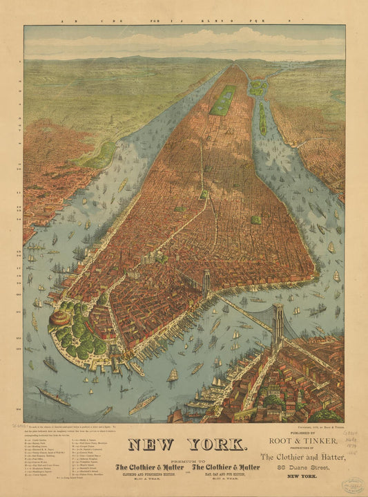 New York. (1879) – Historic Bird’s-Eye View Panorama Print