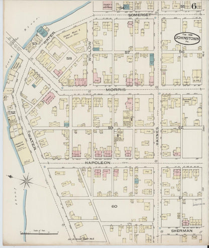 Sanborn Fire Insurance Map from Johnstown, Cambria County, Pennsylvania (1886), Sheet #0006 - Complete Map Set gallery image, historic Sanborn map, vintage wall art, Pennsylvania Pennsylvania